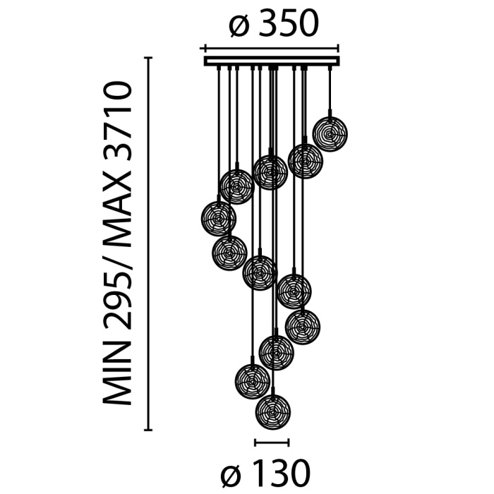 Каскадная люстра Maytoni Frozen MOD254PL-12BS