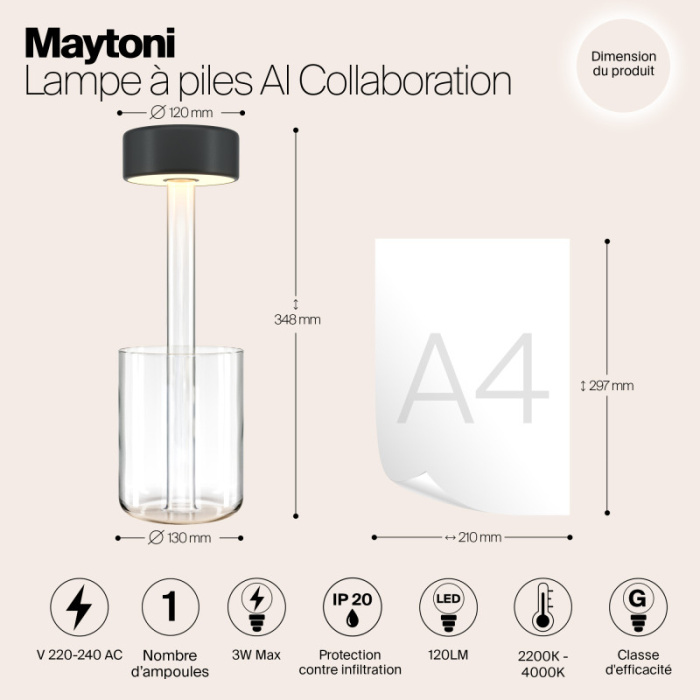 Настольная лампа Maytoni Ai collaboration MOD229TL-L3B3K1