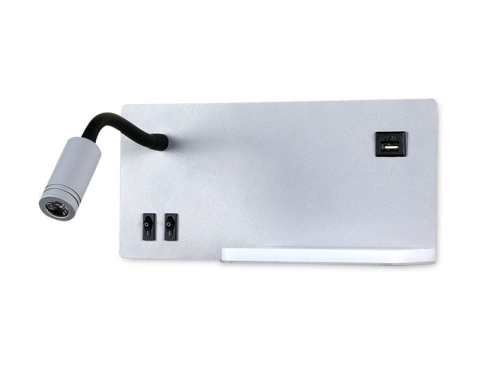 Настенный светодиодный светильник с полкой, USB портом и выключателем Ambrella light FW292