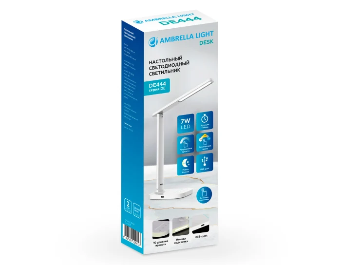 Светодиодная настольная лампа с USB портом и таймером Ambrella light DE444