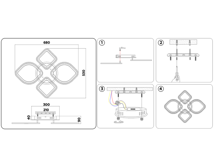 Потолочный светодиодный светильник с пультом Ambrella light FA5148