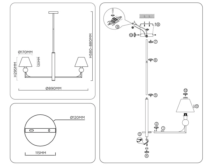 Люстра на штанге HIGH LIGHT AMBRELLA LIGHT LH75162