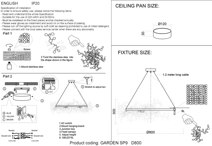 Люстра Crystal Lux GARDEN SP9 D800 CHROME