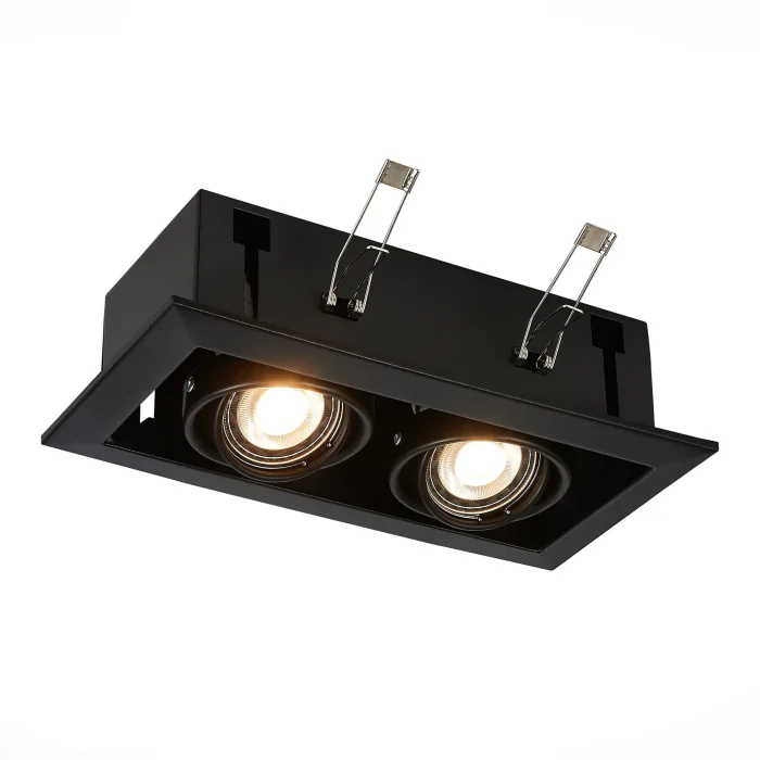 ST250.448.02 Встраиваемый светильник ST-Luce Черный/Матовый черный GU10 2*50W