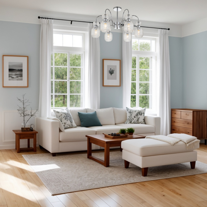 Потолочная люстра на штанге GLOSS ESCADA 1141/6PL Chrome/Clear