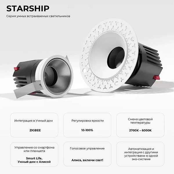 Встраиваемый светодиодный светильник Ledron Starship Frame White 7W Zigbee