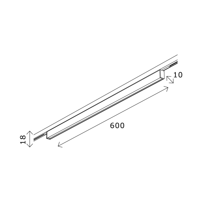 Магнитный трековый светильник Черный LED 1*16W 4000K 720Lm Ra>80 36° IP20 L600xW10xH18 ST665.446.16