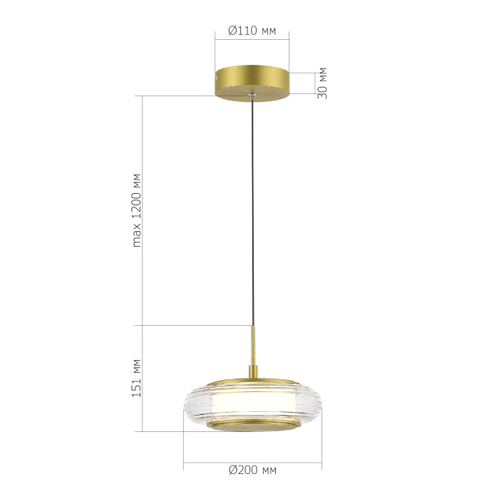 Светильник подвесной ST-Luce золото/прозрачный LED 1*7W 3000K SL6239.203.01