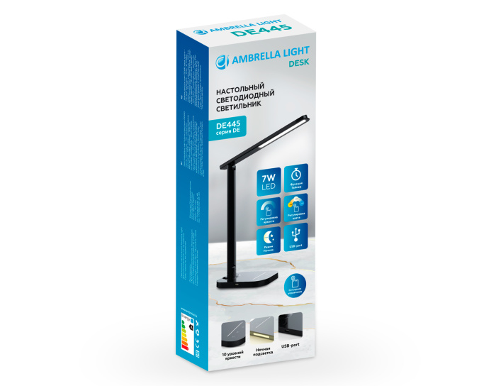 Светодиодная настольная лампа с USB портом и таймером Ambrella light DE445