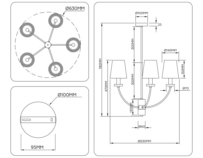 Люстра на штанге HIGH LIGHT AMBRELLA LIGHT LH75351
