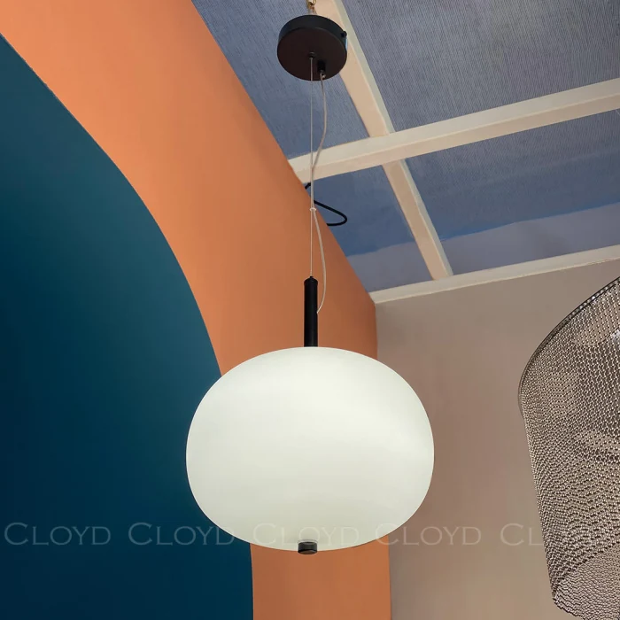 Подвесной светильник Cloyd AVOGADRO-B P1 / Ø25 см - черный - опаловое стекло (арт.11362)