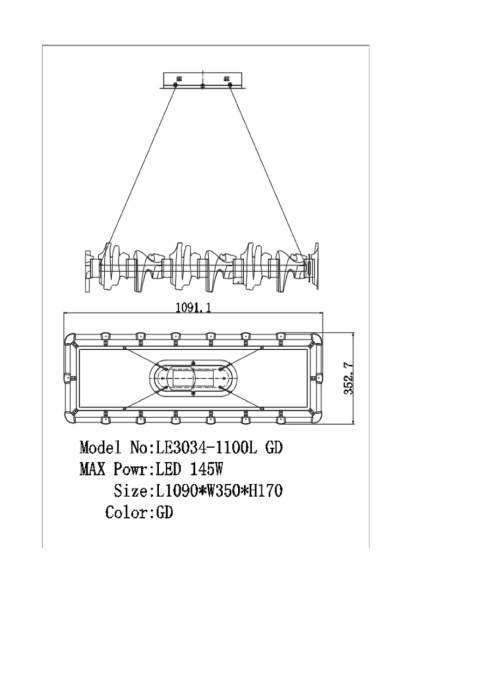 Подвесной светильник Leon Jamila LE3034/1100L GD