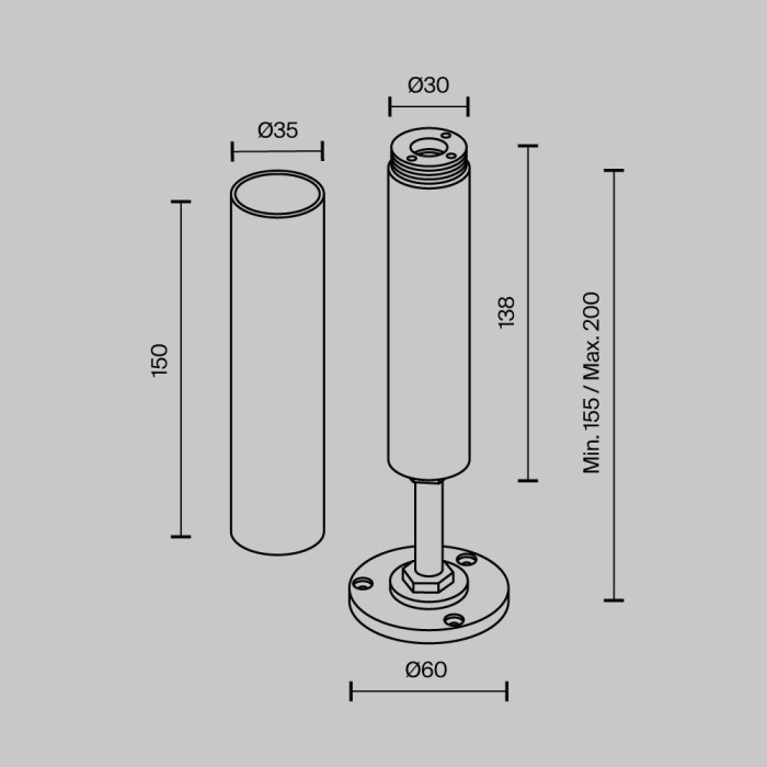 Основание для накладного монтажа системы Maytoni CA025BA-B