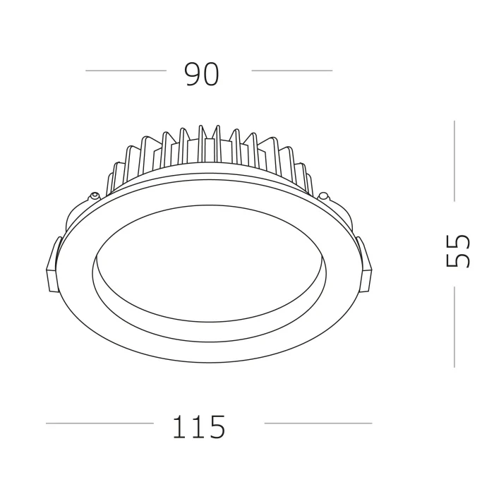 Светильник встраиваемый Белый LED 1*7W 3000K 560Lm Ra80 100° IP44 D115xH47 100-240VV ST752.538.07