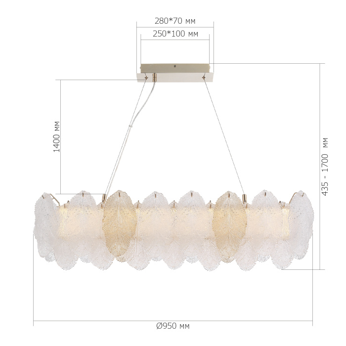 Светильник подвесной ST-Luce золото/прозрачный, янтарный LED 1*24W 3000K SL6135.233.01