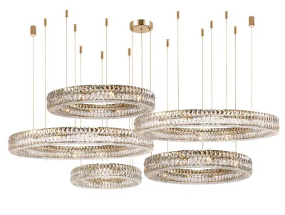 Горизонтальная композиция 10120 из пяти колец шириной в один хрусталь золото №41 Newport