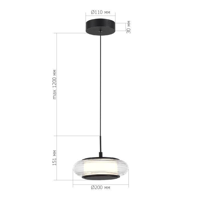 Светильник подвесной ST-Luce черный/прозрачный LED 1*7W 3000K SL6239.403.01