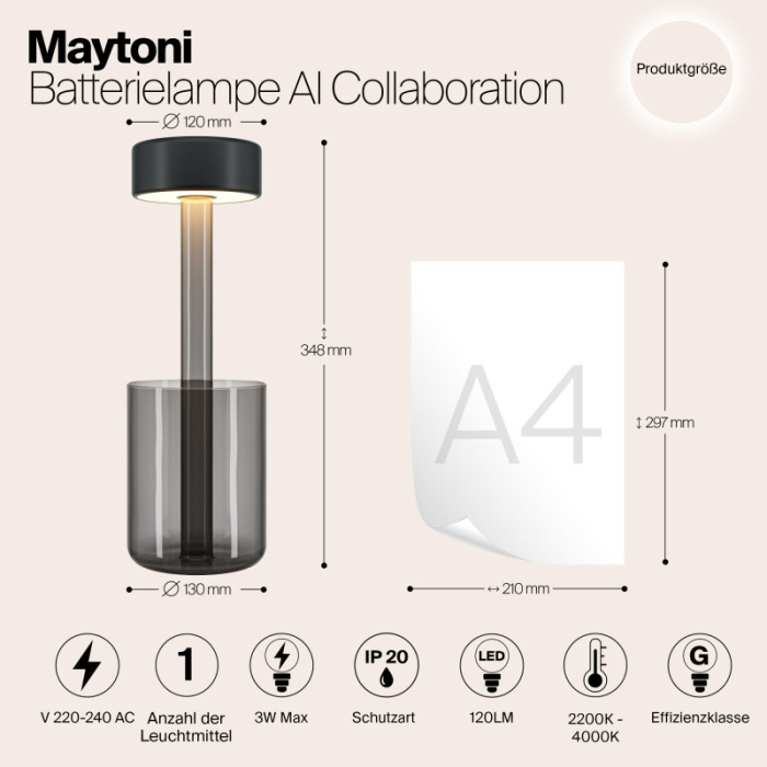 Настольная лампа Maytoni Ai collaboration MOD229TL-L3B3K3