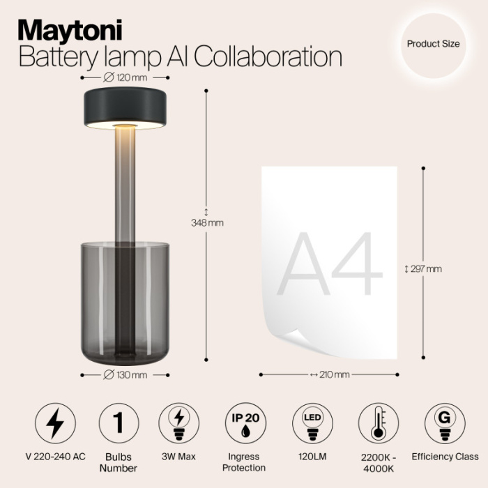 Настольная лампа Maytoni Ai collaboration MOD229TL-L3B3K3