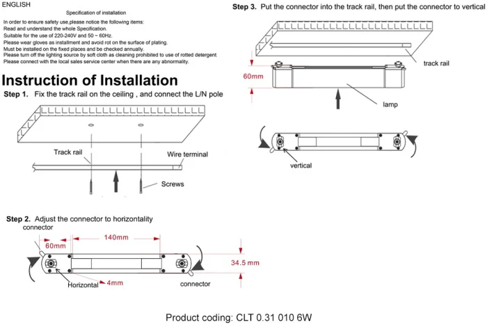 Светильник однофазный  Crystal Lux CLT 0.31 010 6W BL T4000K