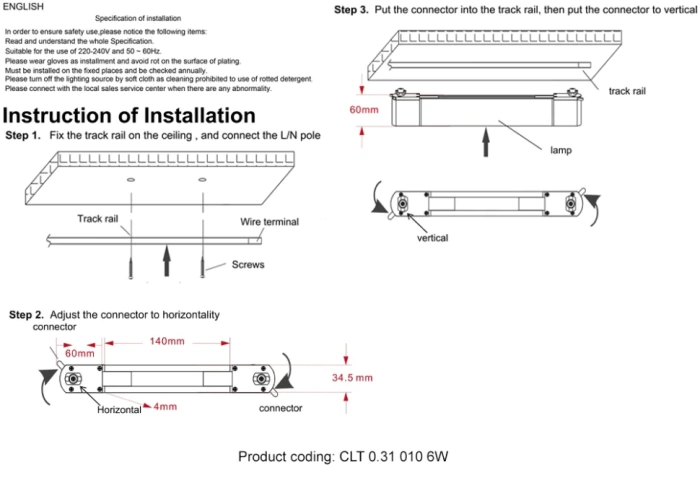 Светильник однофазный  Crystal Lux CLT 0.31 010 6W BL T4000K