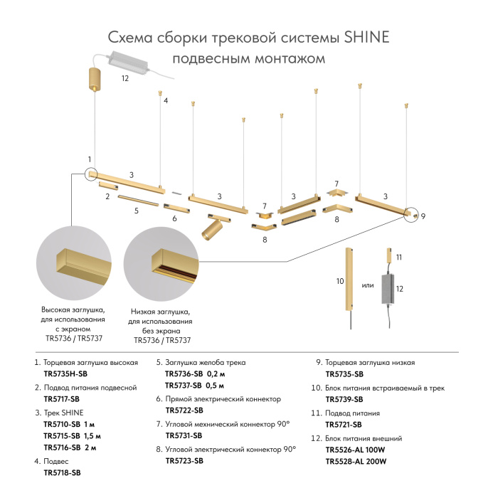Шинопровод Denkirs SHINE BASE TR5715-SB