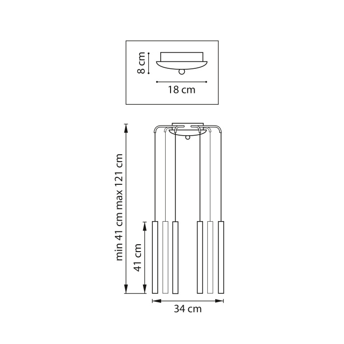Подвесная люстра TUBO LED 40W 2560LM 25G ЗОЛОТО 4000K Lightstar L8T747243