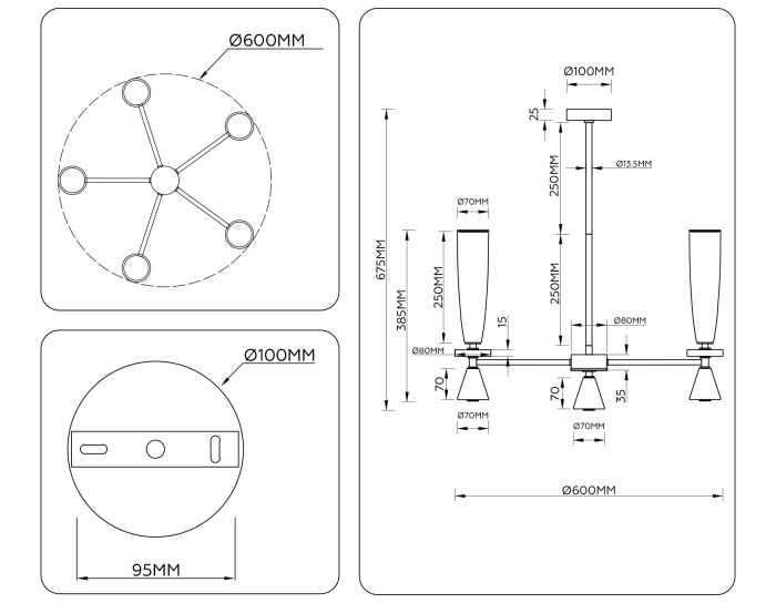 Люстра на штанге HIGH LIGHT AMBRELLA LIGHT LH75371