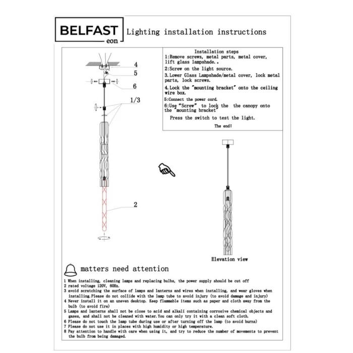 Светильник подвесной Belfast Grosvenor 167-1 CR CL