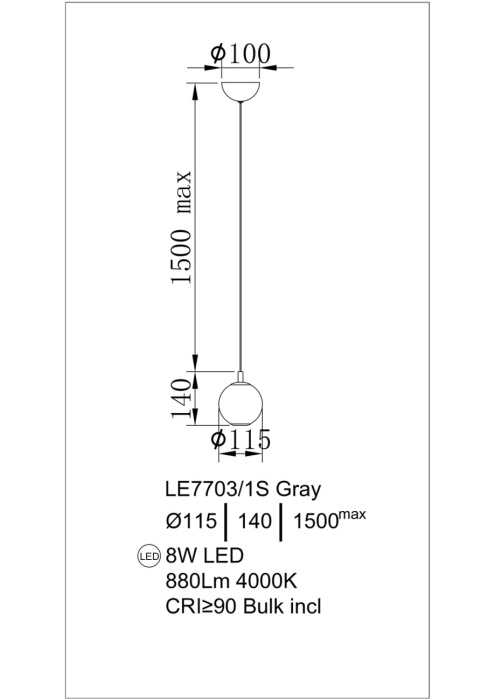 Подвесной светильник Leon Aurore LE7703/1S Chrome