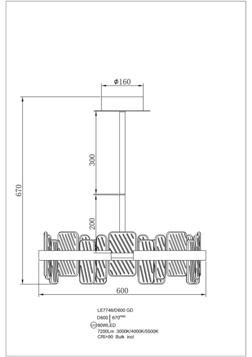 Подвесная люстра Leon Ailani LE7746/D600 GD