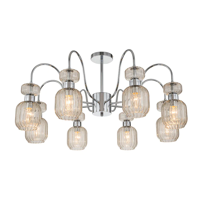 Потолочная люстра на штанге GLOSS ESCADA 1141/8PL Chrome/Beige