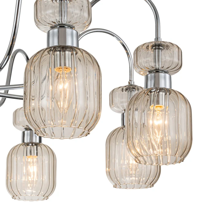 Потолочная люстра на штанге GLOSS ESCADA 1141/8PL Chrome/Beige