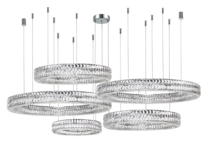 Горизонтальная композиция 10120 из пяти колец шириной в один хрусталь хром №42 Newport