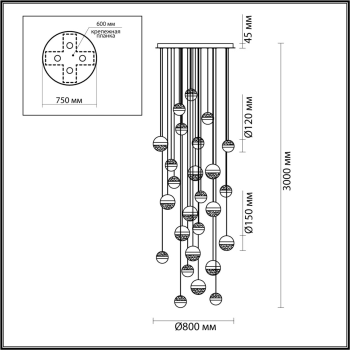 Люстра подвесная Odeon Light Roni 5037/232L