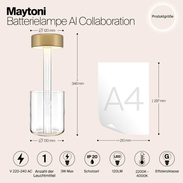 Настольная лампа Maytoni Ai collaboration MOD229TL-L3G3K1