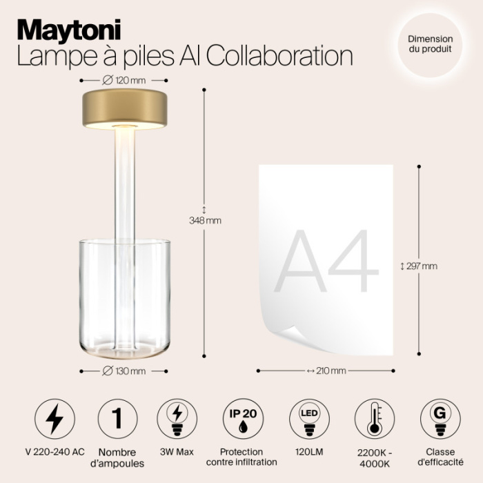 Настольная лампа Maytoni Ai collaboration MOD229TL-L3G3K1