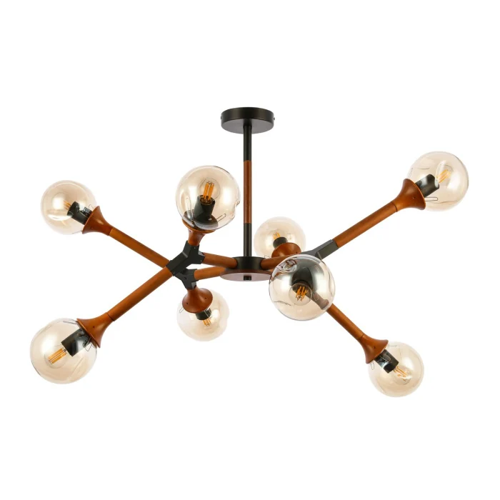SLE109402-08 Люстра потолочная Черный, Темное дерево/Прозрачный, Янтарный E27 8*60W