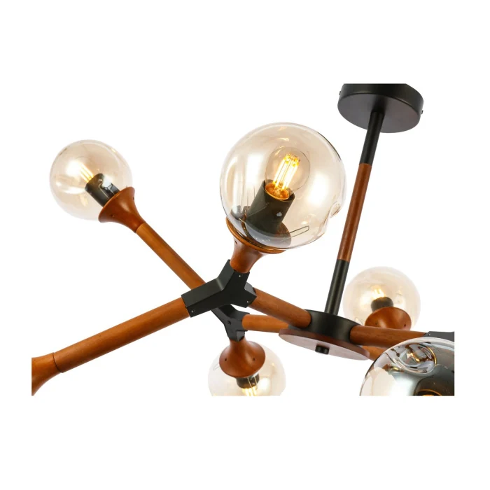 SLE109402-08 Люстра потолочная Черный, Темное дерево/Прозрачный, Янтарный E27 8*60W