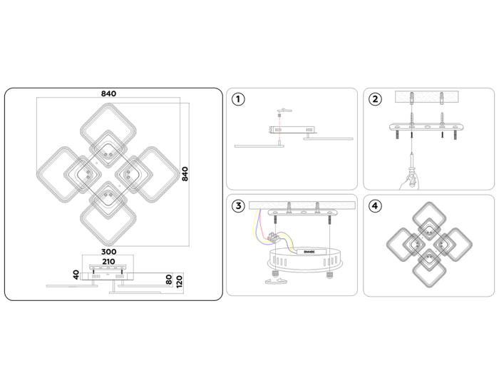Потолочный светодиодный светильник с пультом Ambrella light FA5303