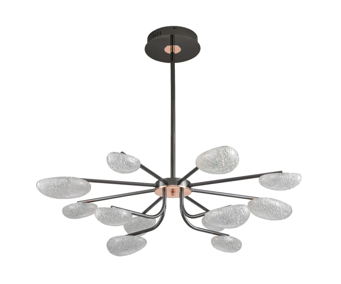 Люстра диммируемая Юнни черный жемчуг d90 h80/60/50 Led 6*5W+6*7W (4000K) с пультом ДУ Kink Light 07693-12PA,29