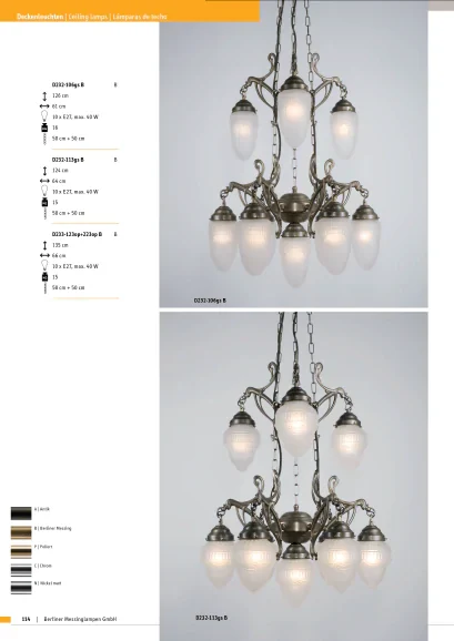 Подвесная люстра Berliner Messinglampen D233-123op+223opB