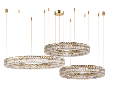 Горизонтальная композиция 10120 из трех колец шириной в один хрусталь золото №45 Newport