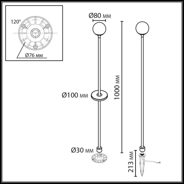 Ландшафтный светильник ODEON LIGHT NATURE 7120/3GLB