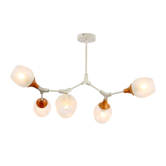 SLE113502-05 Люстра подвесная Белый, Светлое дерево/Белый E27 5*60W