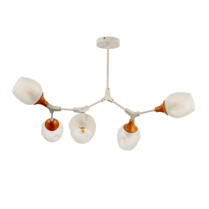 SLE113502-05 Люстра подвесная Белый, Светлое дерево/Белый E27 5*60W