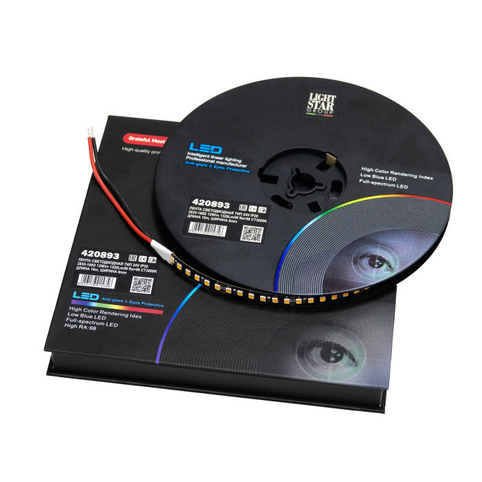 Лента светодиодная 8mm 24V 12W/m 168leds/M 1320LM/m Lightstar 420893