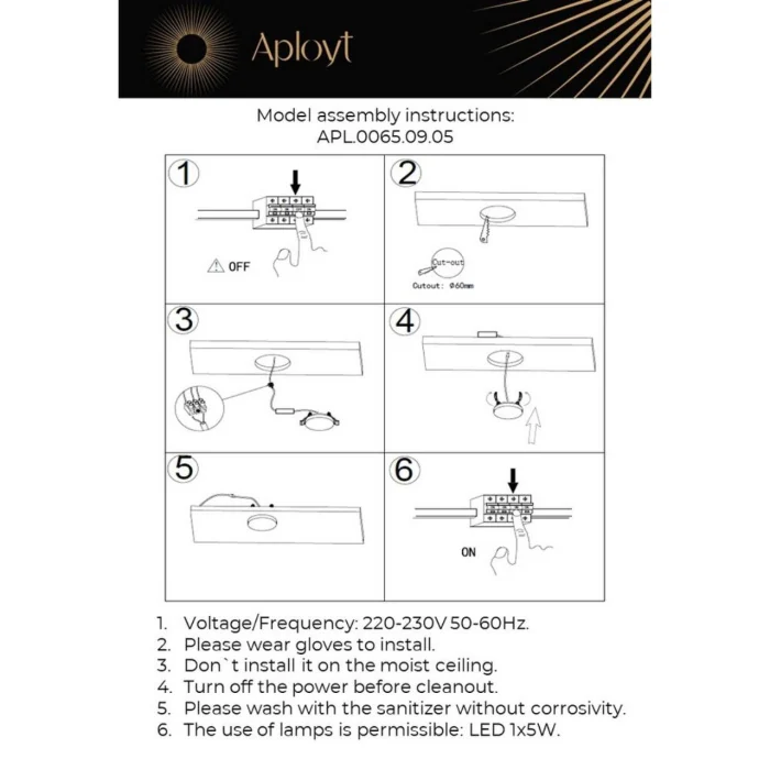 Светильник встраиваемый Aployt Tosia APL.0065.09.05