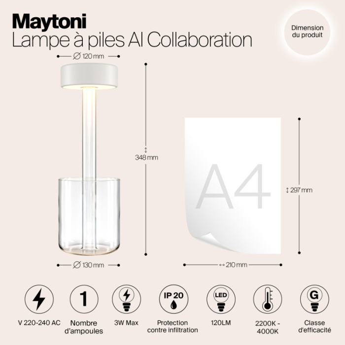 Настольная лампа Maytoni Ai collaboration MOD229TL-L3W3K1