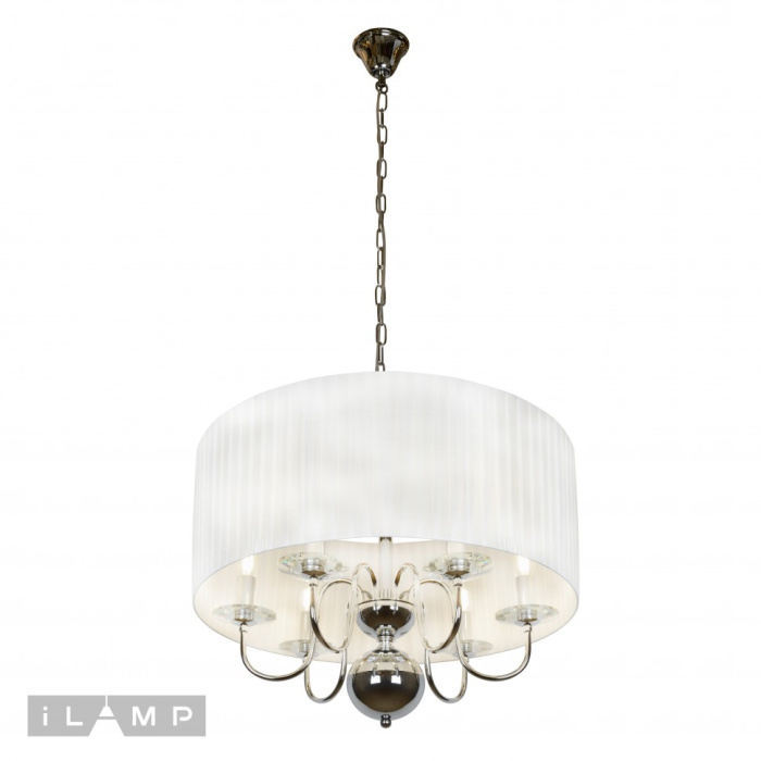Подвесная люстра iLamp Lucia P5784-6 Хром+белый